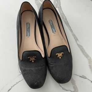 Prada black sparkle flats size 7.5